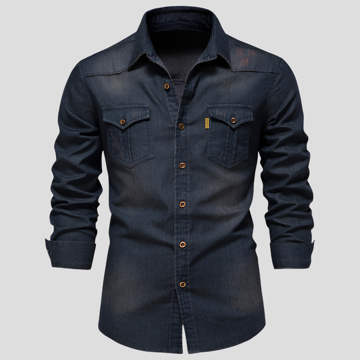 Camisa de denim de manga larga para hombre
