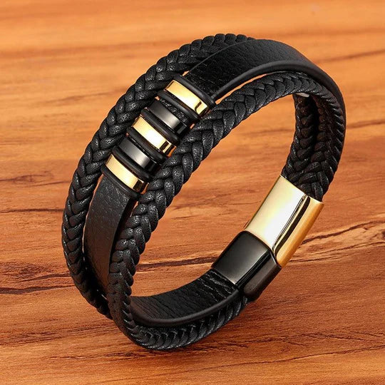 Elegante bracciale in pelle per uomo