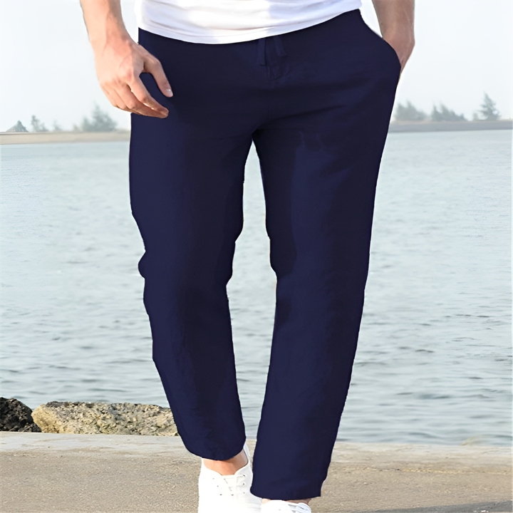 Pantaloni in lino da uomo in stile casual per le giornate calde