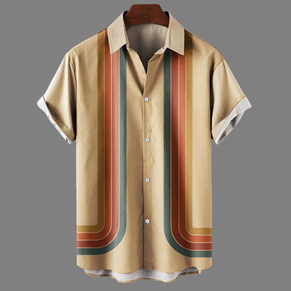 Camicia da uomo retrò a maniche corte e vestibilità ampia