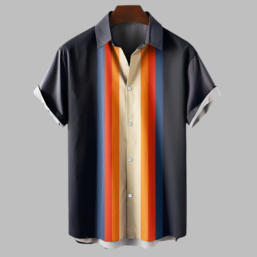 Camicia da uomo retrò a maniche corte e vestibilità ampia