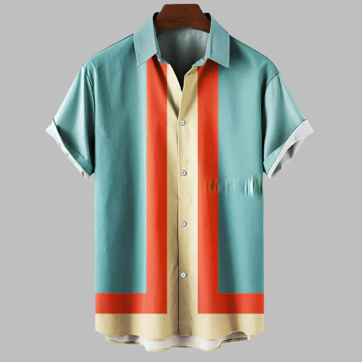 Camicia da uomo retrò a maniche corte e vestibilità ampia