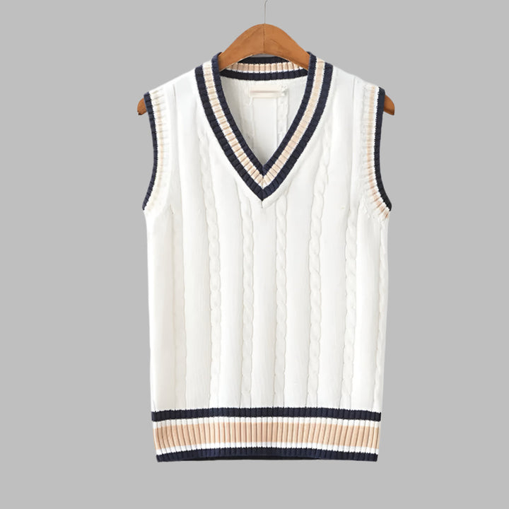 Maglione senza maniche in stile preppy a righe retrò