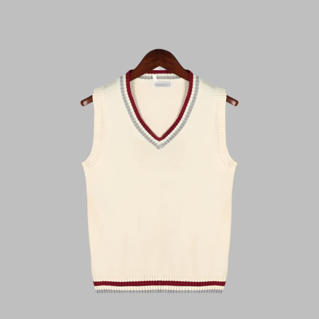 Maglione senza maniche in stile preppy a righe retrò