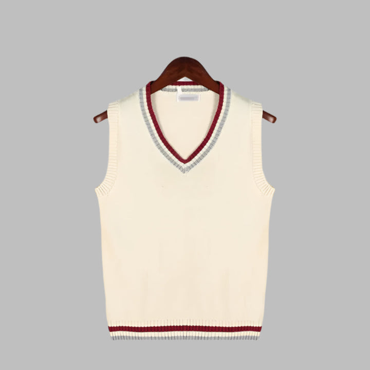 Maglione senza maniche in stile preppy a righe retrò
