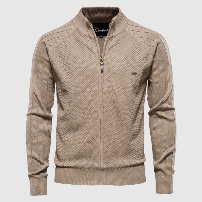 Cardigan da uomo in cotone con zip integrale