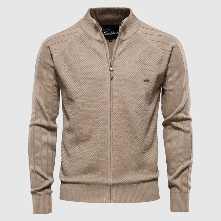 Cardigan da uomo in cotone con zip integrale