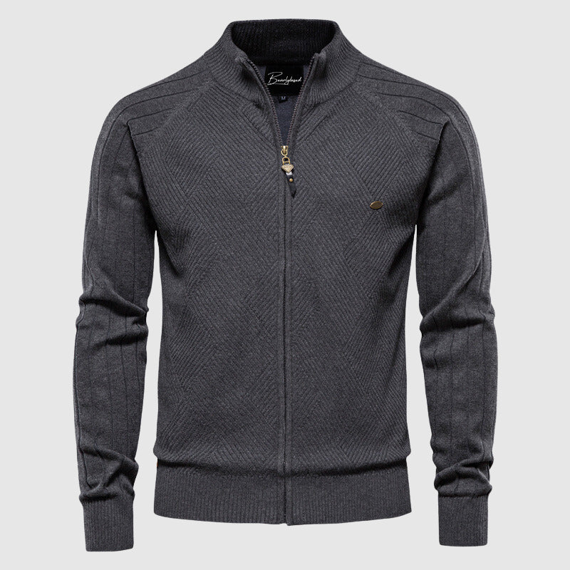 Cardigan da uomo con zip integrale in cotone