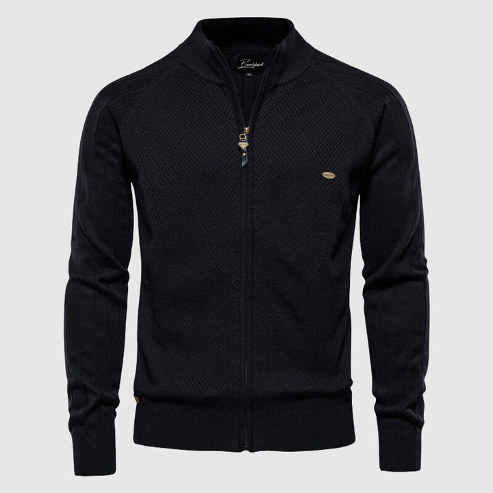 Cardigan con cerniera a collo alto da uomo