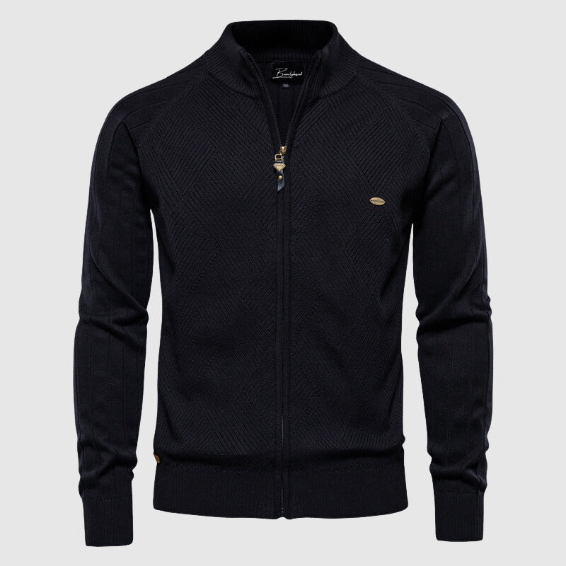 Cardigan da uomo in cotone con zip integrale