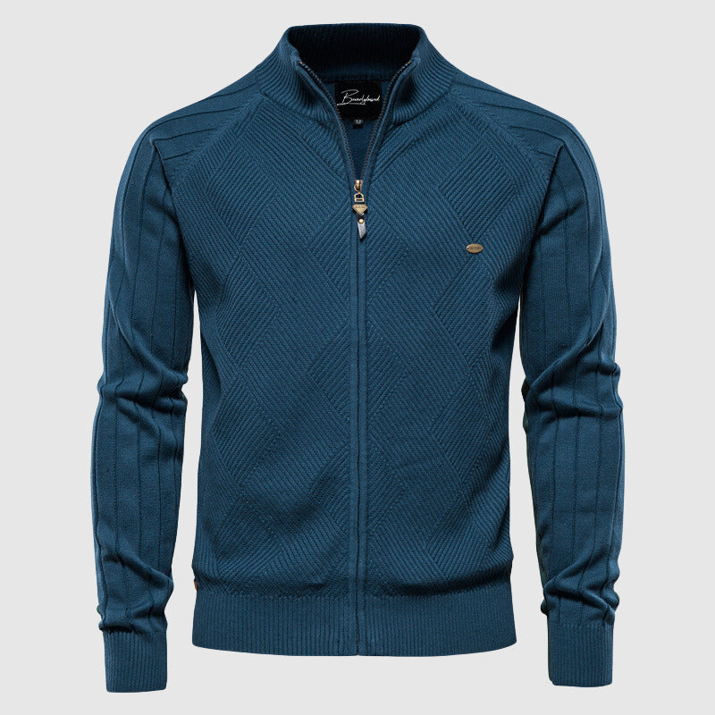 Cardigan da uomo con zip integrale in cotone
