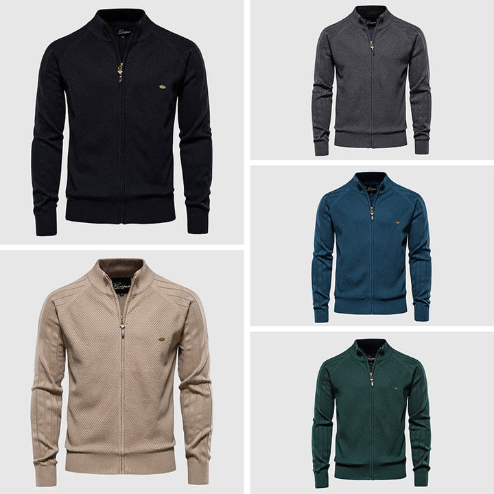 Cardigan da uomo in cotone con zip integrale