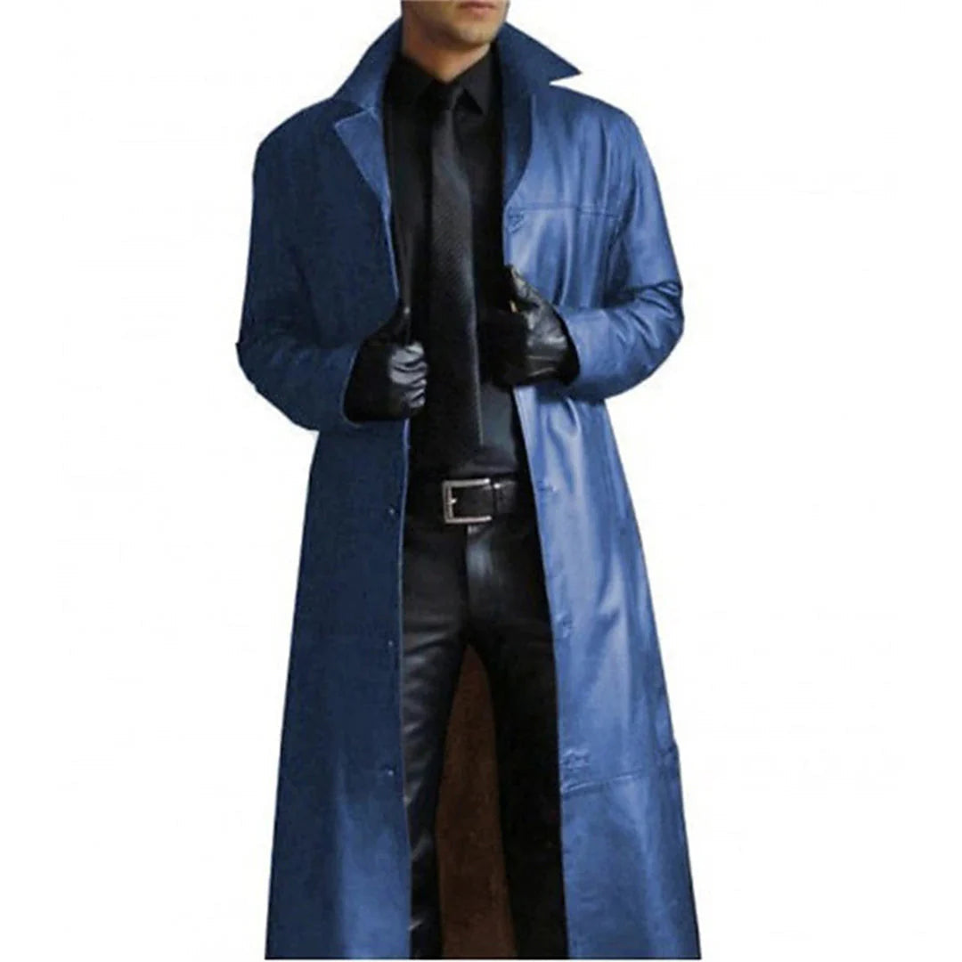 Cappotto invernale lungo in ecopelle per uomo