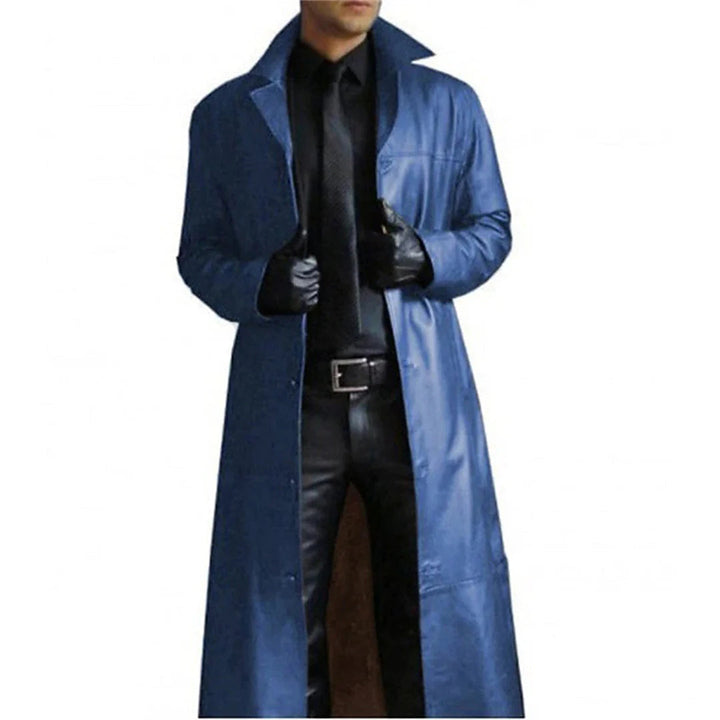 Cappotto invernale lungo in ecopelle per uomo