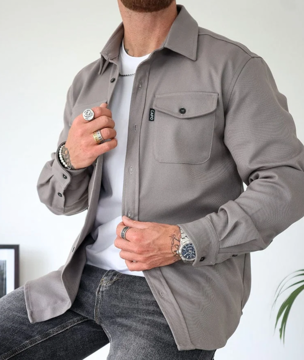 Camicia a maniche lunghe con tasche per uomo