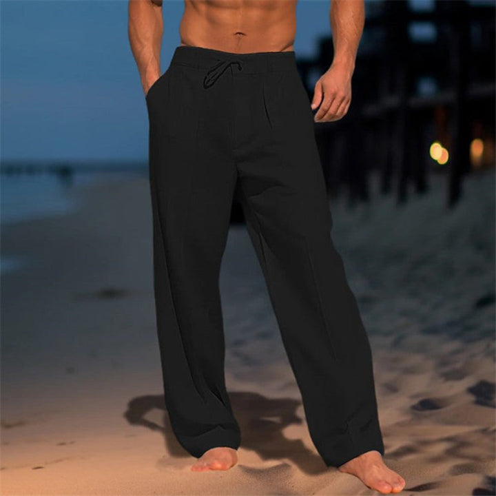 Pantaloni in lino con coulisse dal taglio rilassato