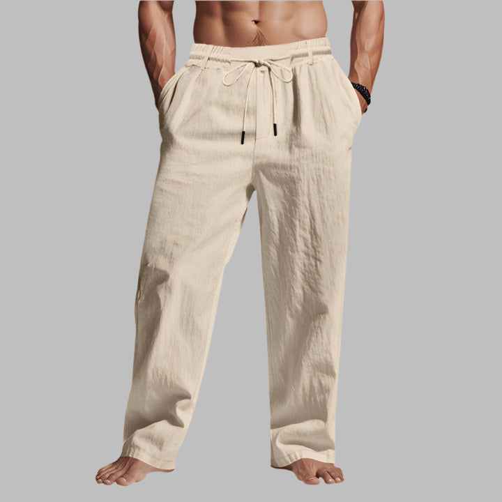 Pantaloni in lino con coulisse dal taglio rilassato