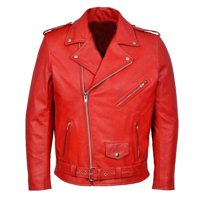 Giacca da motociclista in pelle da uomo
