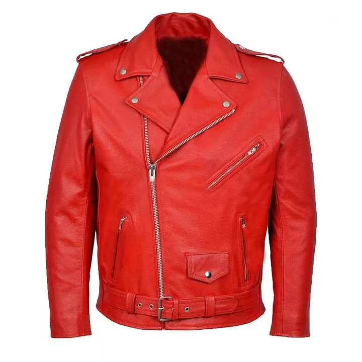 Giacca da motociclista in pelle da uomo