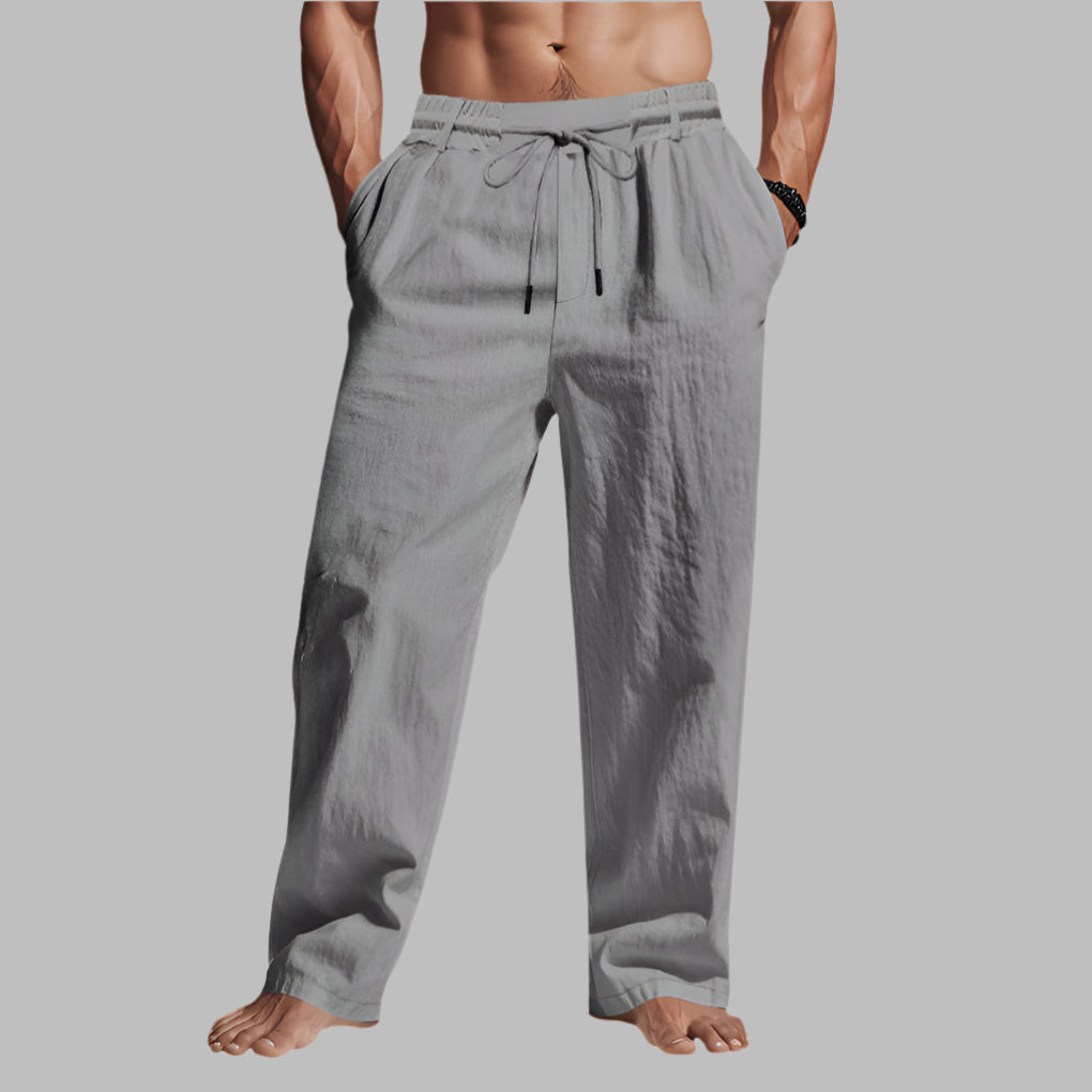 Pantaloni in lino con coulisse dal taglio rilassato