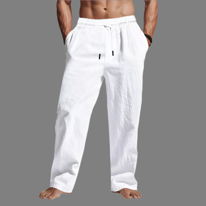 Pantaloni in lino con coulisse dal taglio rilassato