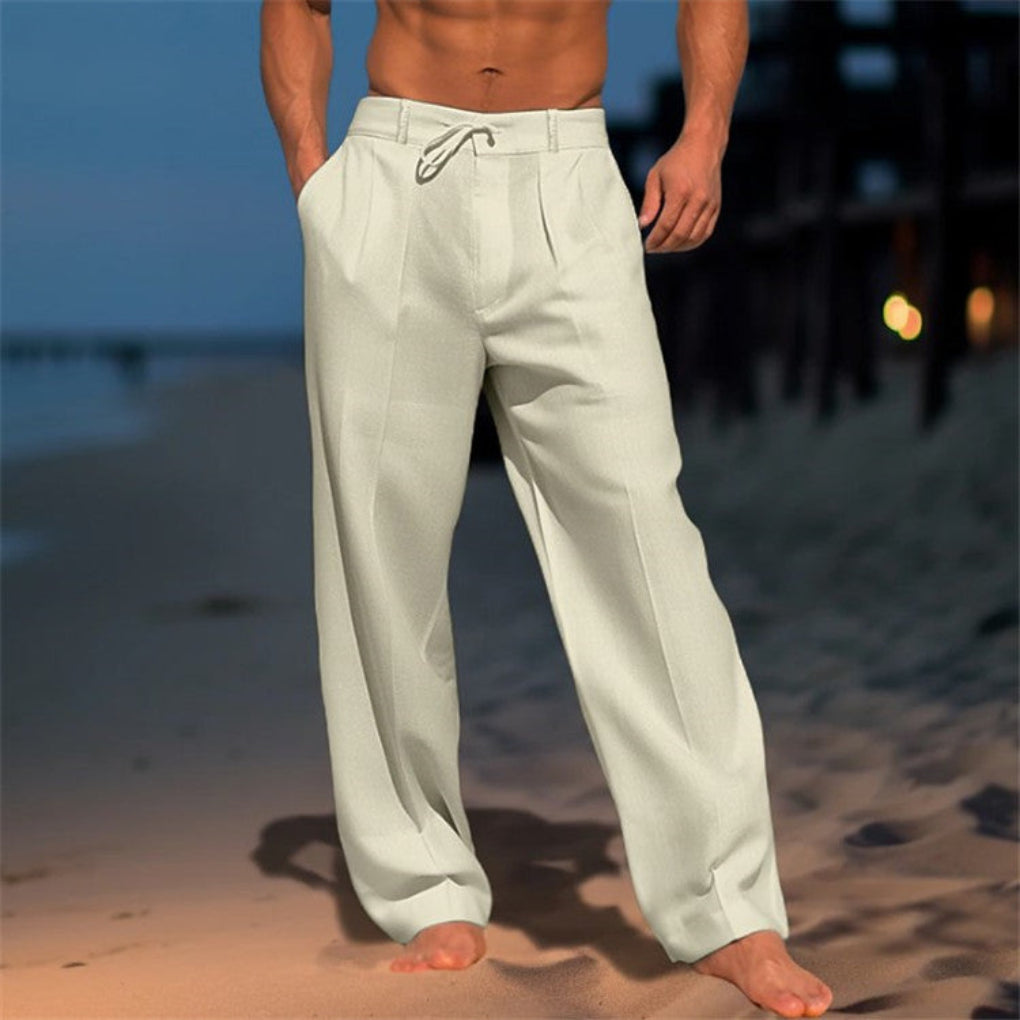 Pantaloni in lino con coulisse dal taglio rilassato