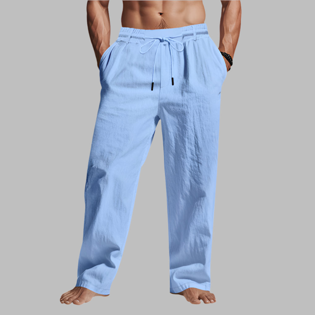 Pantaloni in lino con coulisse dal taglio rilassato