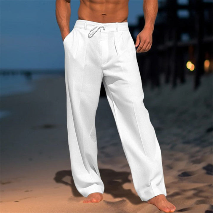 Pantaloni in lino con coulisse dal taglio rilassato