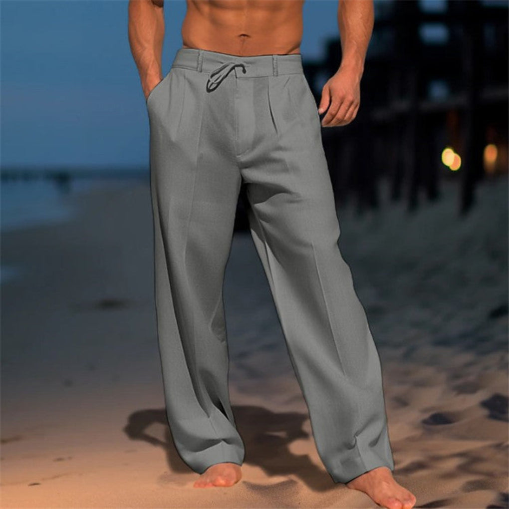 Pantaloni in lino con coulisse dal taglio rilassato