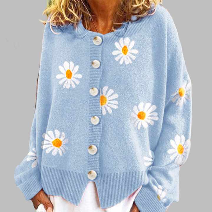 Maglione lavorato a maglia floreale per donna