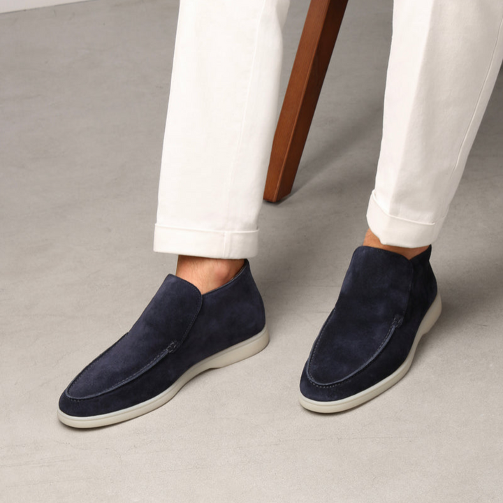 Mocassino elegante da uomo in pelle scamosciata di vitello
