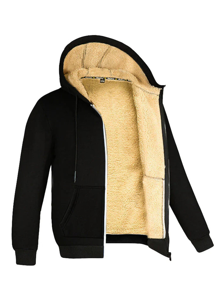 Pullover da uomo in pile con fodera in pelliccia