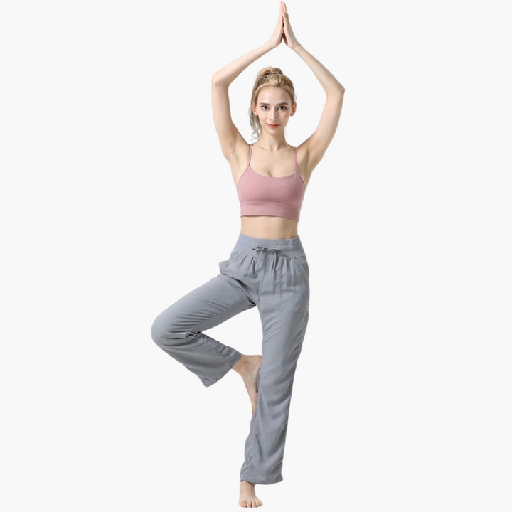 FlexEase - Pantaloni Yoga Donna Traspiranti con Vita Elastica