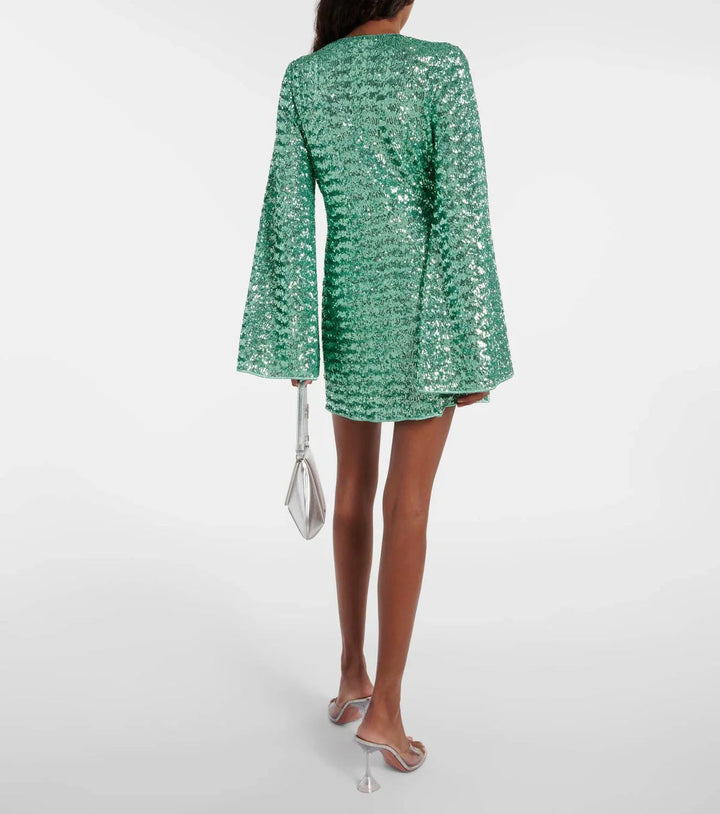Abito da sera glamour con scollo a V e paillettes