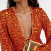 Abito da sera glamour con scollo a V e paillettes