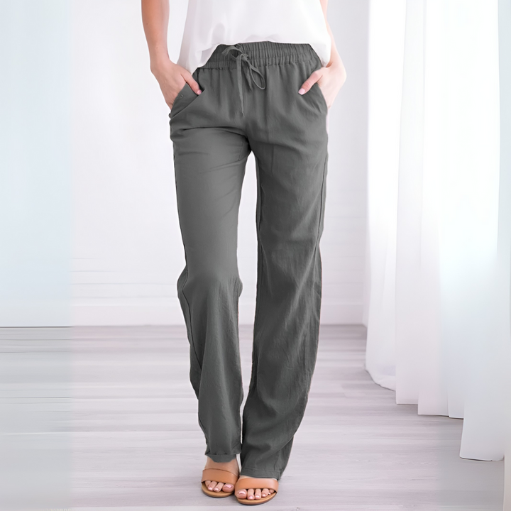 Pantaloni leggeri in cotone e lino da donna