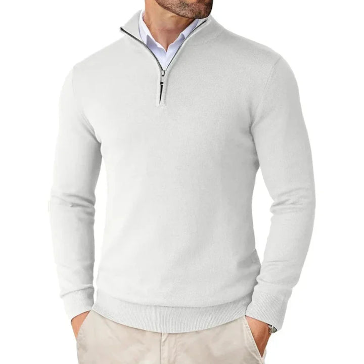 Maglione da uomo in maglia di cotone con collo con cerniera