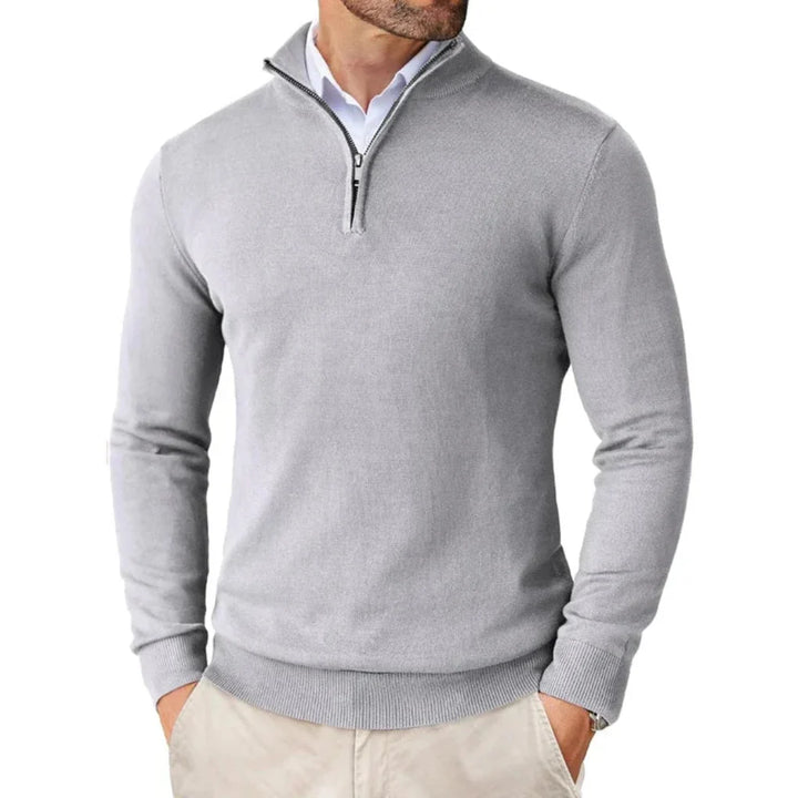 Maglione da uomo in maglia di cotone con collo con cerniera