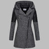 Cappotto invernale lungo con cappuccio da donna