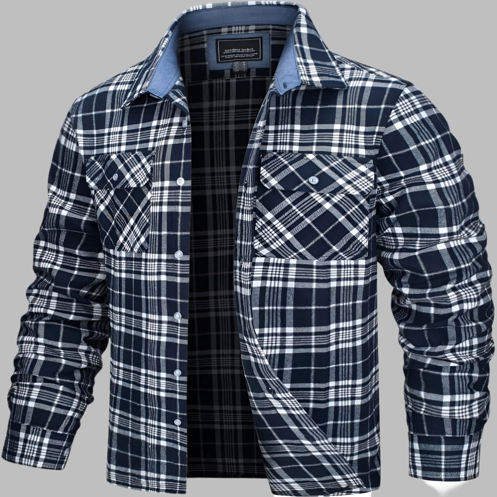 Camicia da boscaiolo in flanella di cotone a quadri