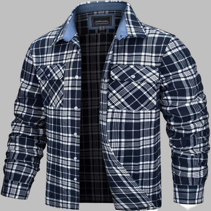Camicia da boscaiolo in flanella di cotone a quadri