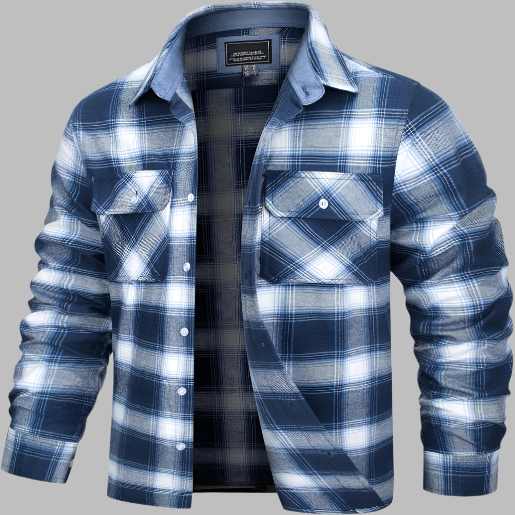 Camicia da boscaiolo in flanella di cotone a quadri