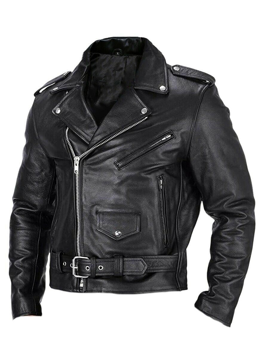 Giacca da motociclista in pelle da uomo