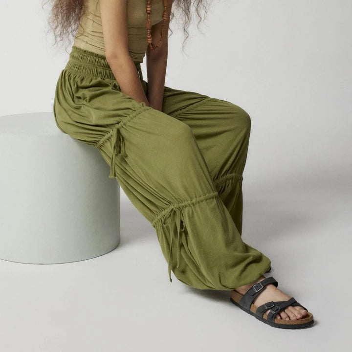 BohoEase - Pantaloni Larghi con Vita Elastica e Look a Strati