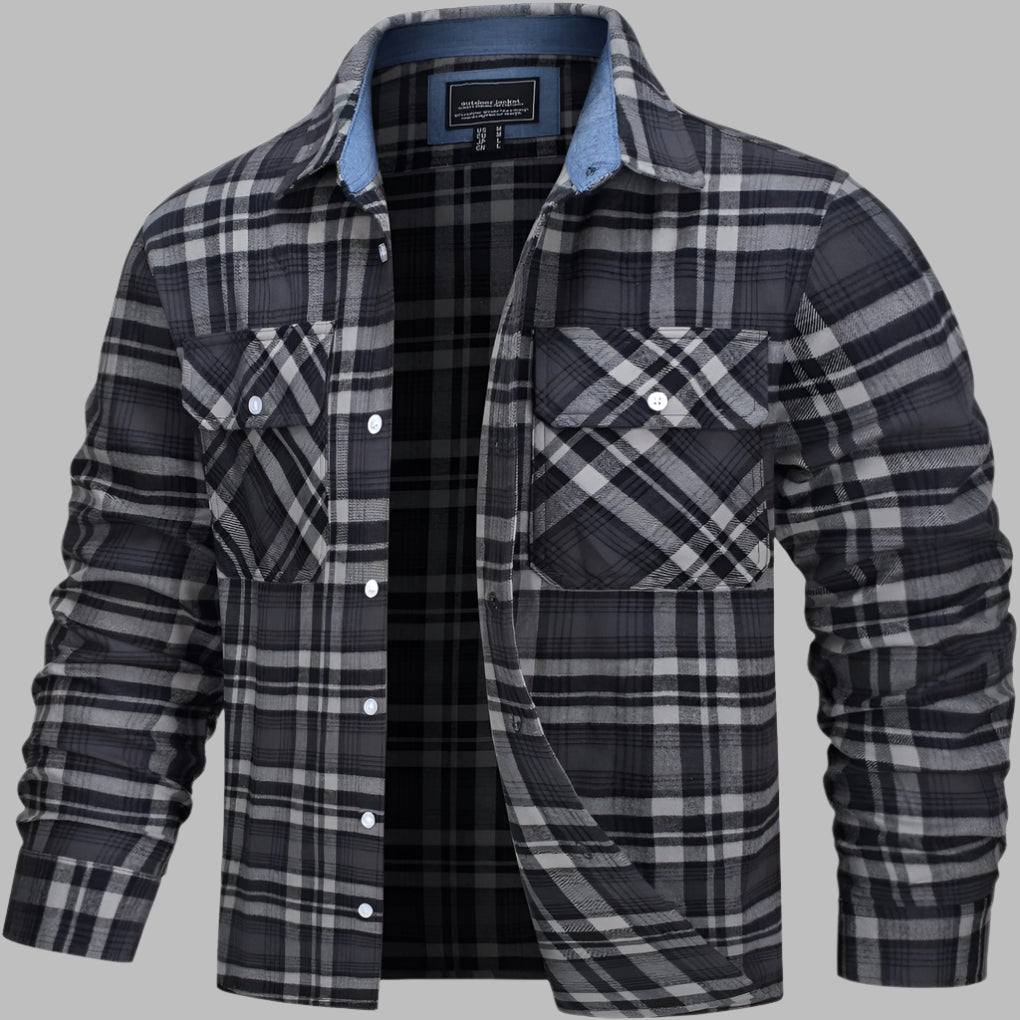 Camicia da boscaiolo in flanella di cotone a quadri