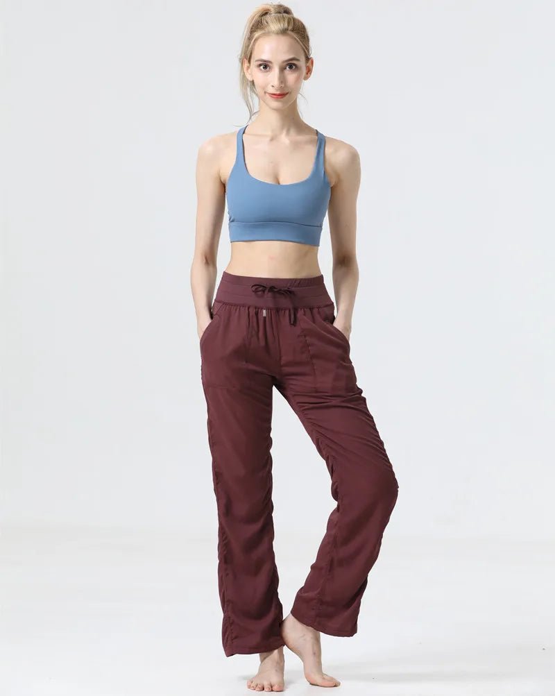 FlexEase - Pantaloni Yoga Donna Traspiranti con Vita Elastica