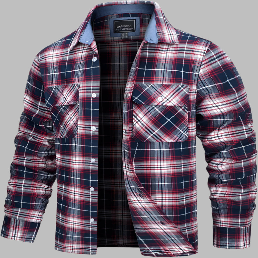 Camicia da boscaiolo in flanella di cotone a quadri