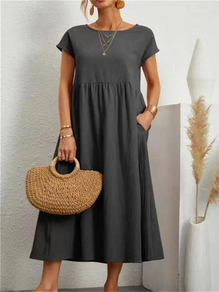 Abito vintage in cotone con scollo a O