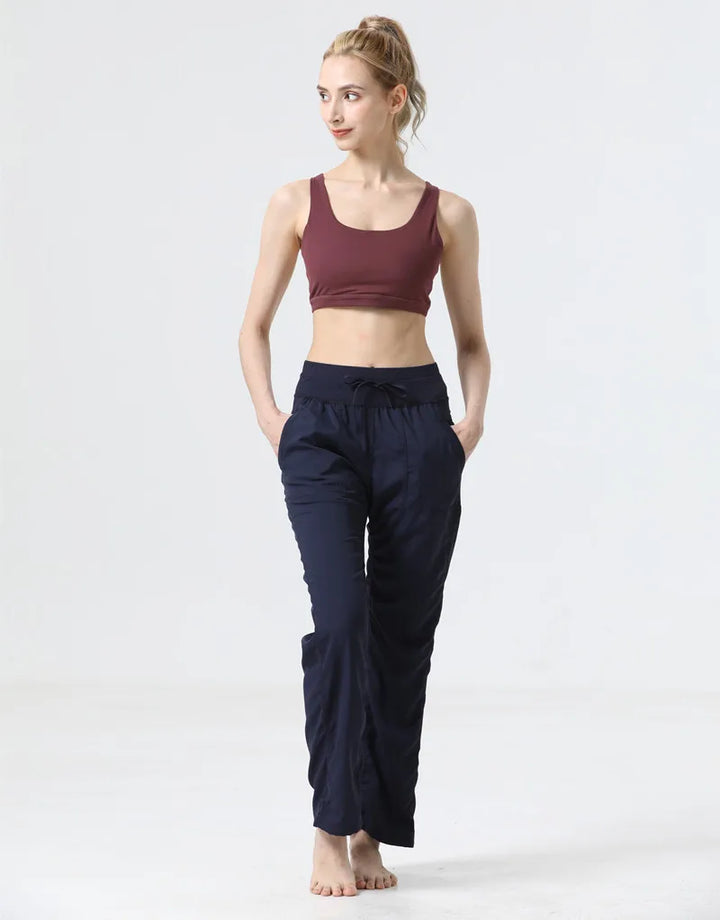 FlexEase - Pantaloni Yoga Donna Traspiranti con Vita Elastica