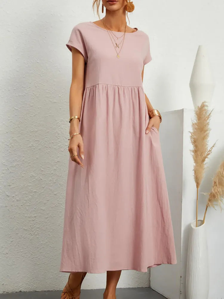 Abito vintage in cotone con scollo a O